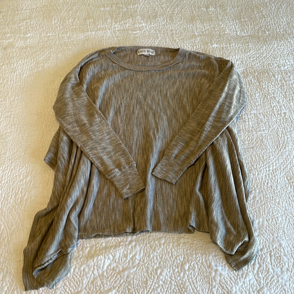 Cream/Tan Knox Rose Flowy Sweater Shrug Poncho Shawl